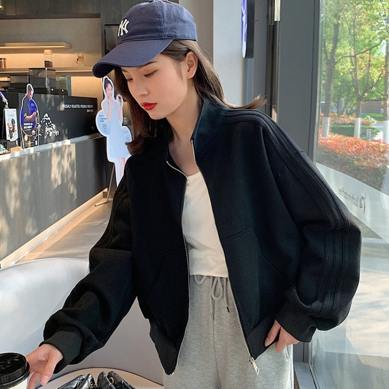 棒球服外套女春秋休闲卫衣2025年新款百搭夹克立领小个子短款外套|undefined