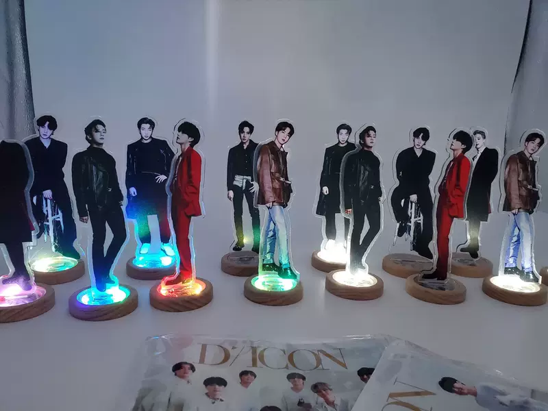 Mini table lantern (DICON) BTS, acrylic double-sided print, LED modes, 16 × 5 cm