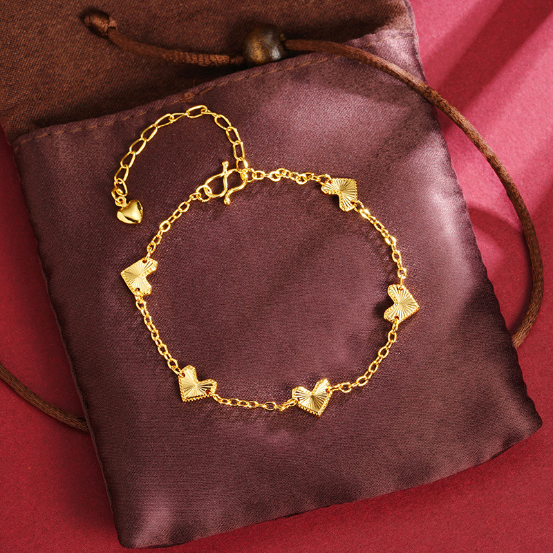 Nuevos productos vietnamitas pulseras de oro de arena coreana luz lujosa láser amor pulseras de moda mujer no se desvanecen joyas de mano al por mayor