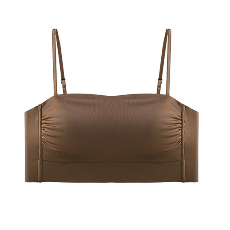 Simple brillante sentido cero cómodo sin costura pequeña Correa ropa interior sin anillo de acero fino sin anillo de acero tubo superior sujetador 6017