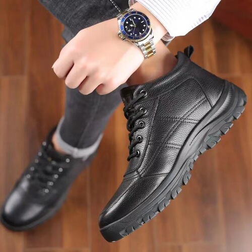  new winter men's cotton shoes plus velvet thickened warm cotton shoes men's shoes spring and autumn casual leather shoes versatile leather shoes