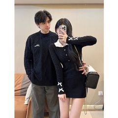 情侣装秋冬2025新款火毛衣连衣裙一男一女韩版法式针织衫潮