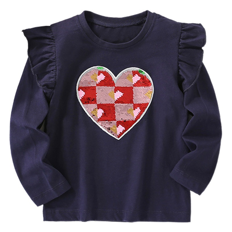 Camiseta de manga larga de algodón para niñas europeas y americanas