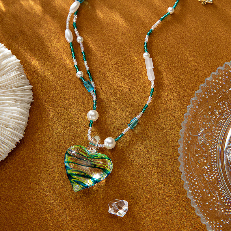 Fashion Heart Shape glass Pearl Womenu0027S Pendant Necklace 1 Piece
