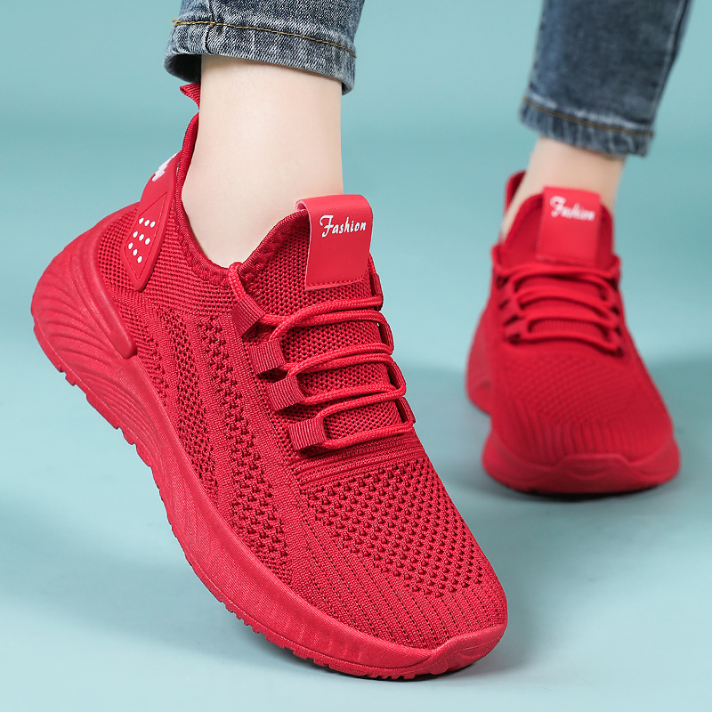 Zapatos de mujer, suela suave, pies no cansados, zapatos de suela gruesa de verano, zapatos deportivos voladores transpirables, zapatos casuales cómodos, zapatos, todo fósforo para mujeres