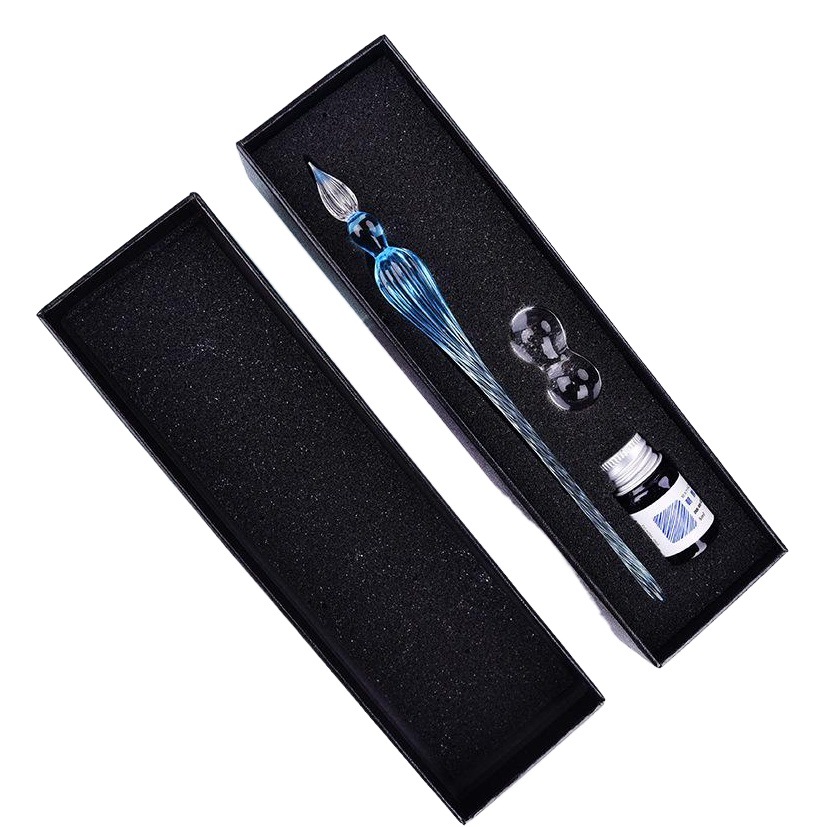 Mxmade rayado firma pluma hilo cuerpo DIP pluma creativa pluma de cristal con base