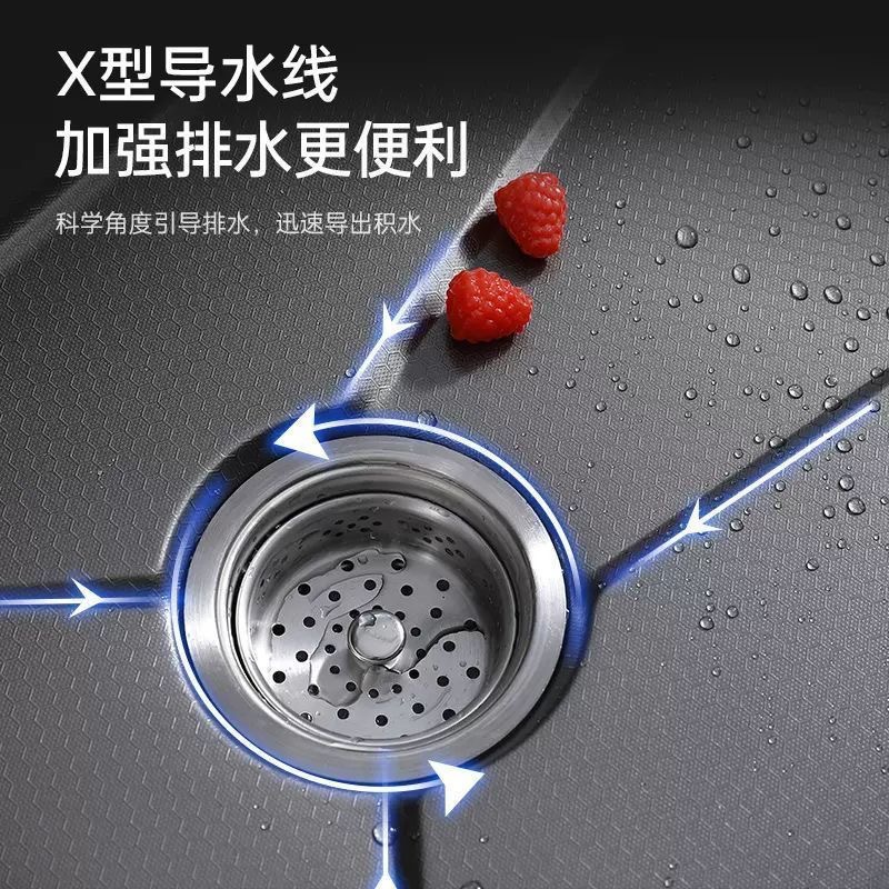 Fábrica de pelo recto ballena cocina acero inoxidable grande de un solo tanque multifunción pantalla digital en relieve nano fregadero hogar fregadero