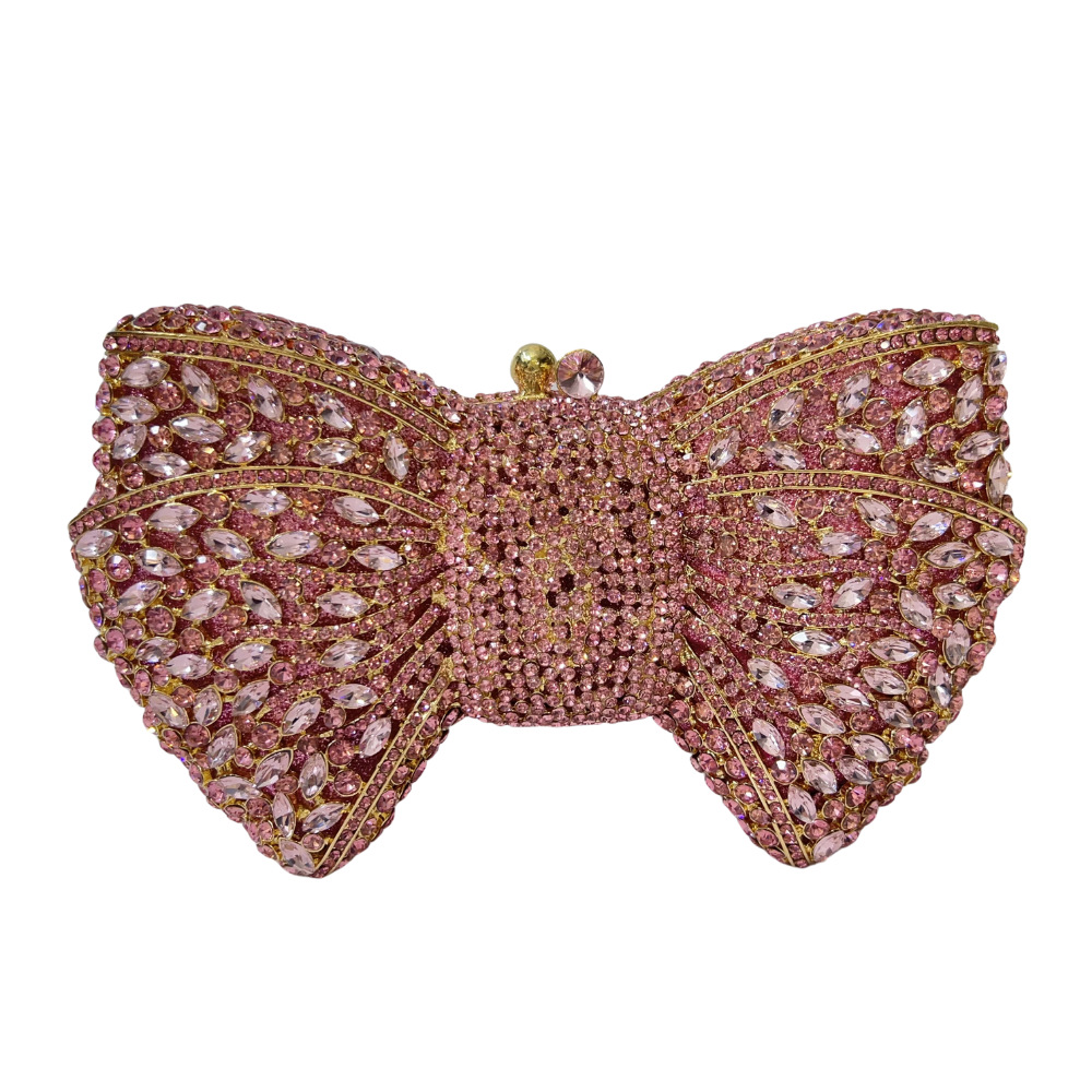 Hochwertige, diamantbesetzte Abendtasche mit Schleife, Strasssteinen, passend für europäische und amerikanische Bankettkleider und neue Clutch mit Schleife_voghion.com
