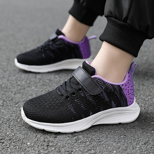 Knit sport shoes for children, suitable for spring and autumn, lightweight, for middle and large children, girls' casual running shoes