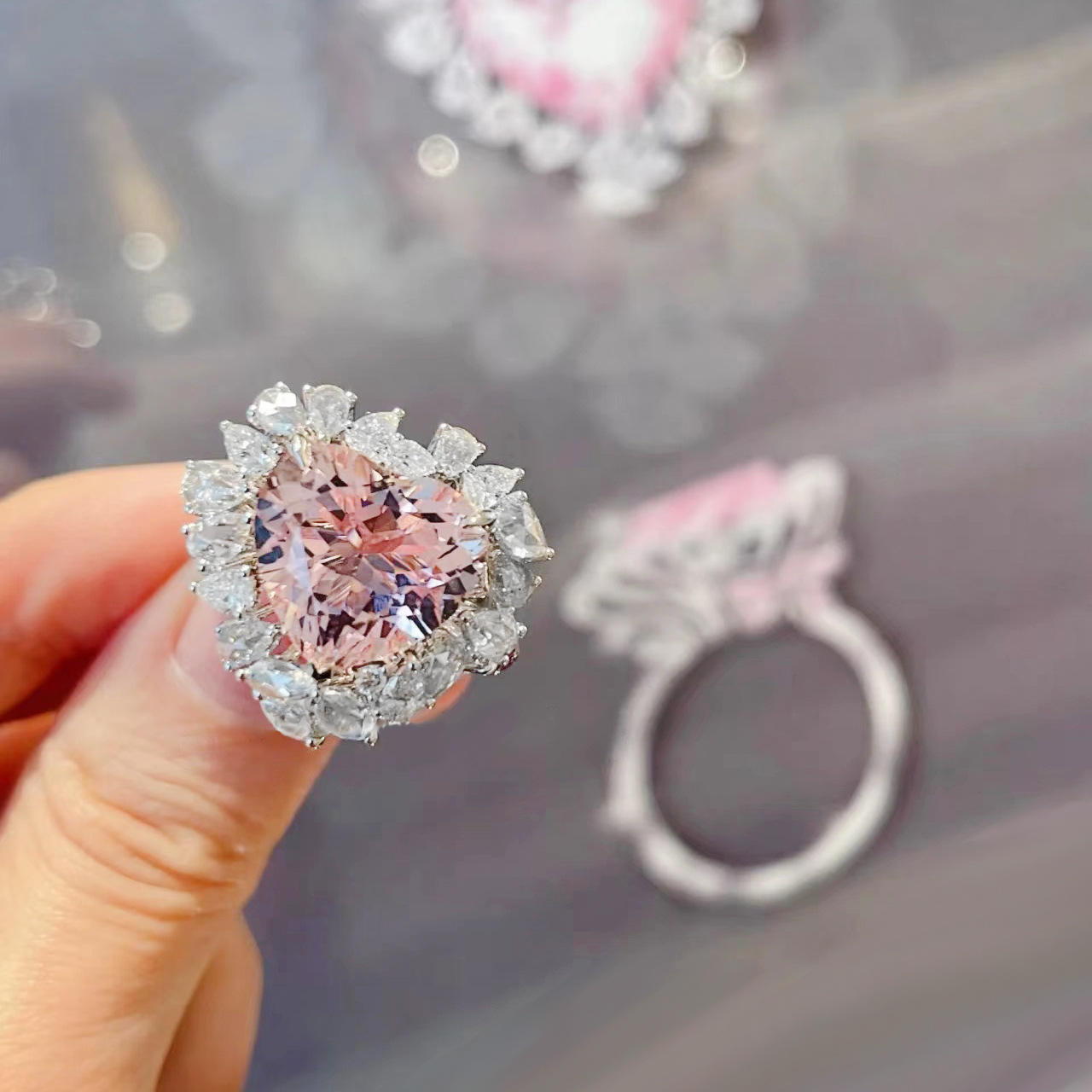 Sweet Heart Shape Copper Open Ring Plating Artificial Gemstones Copper Rings