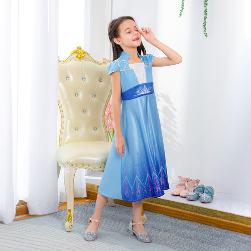 New snowflake design Elsa dress princess dress for girls, snow queen dress, performance costume for children