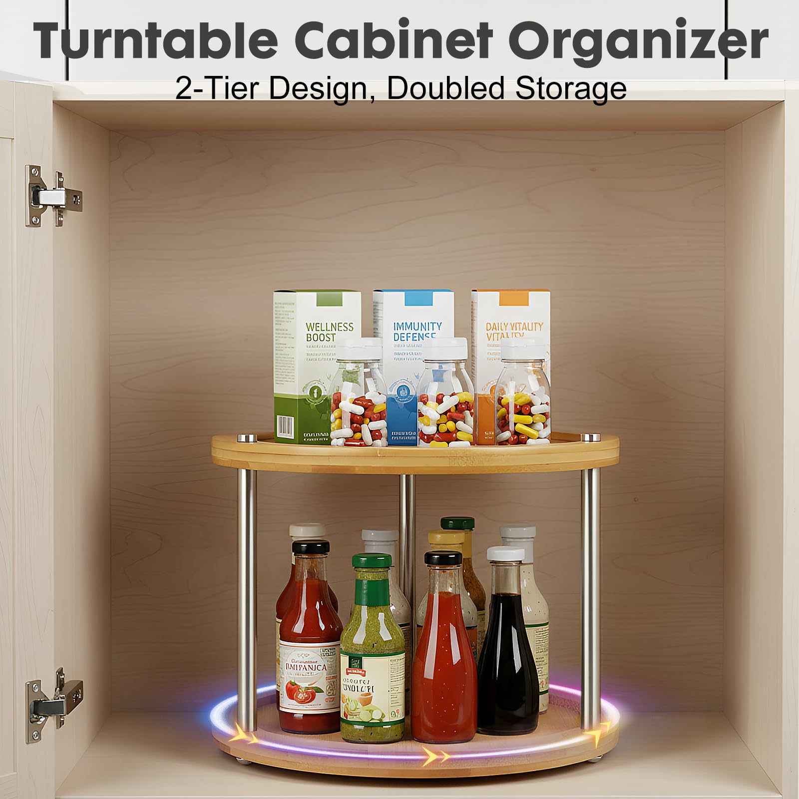 Catalog kitchen double -layer rotating seasoning shelf, artifact condiments, multi -layer salt seasoning tank storage box shelf