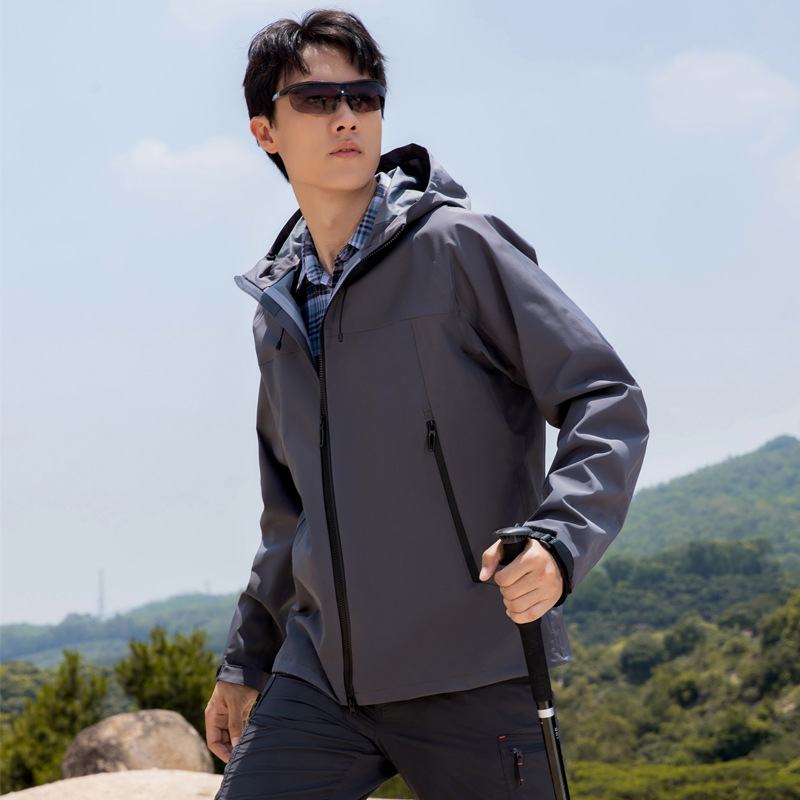 戶外三層壓膠高透防水防風男女款衝鋒衣春秋單層新款登山服外套
