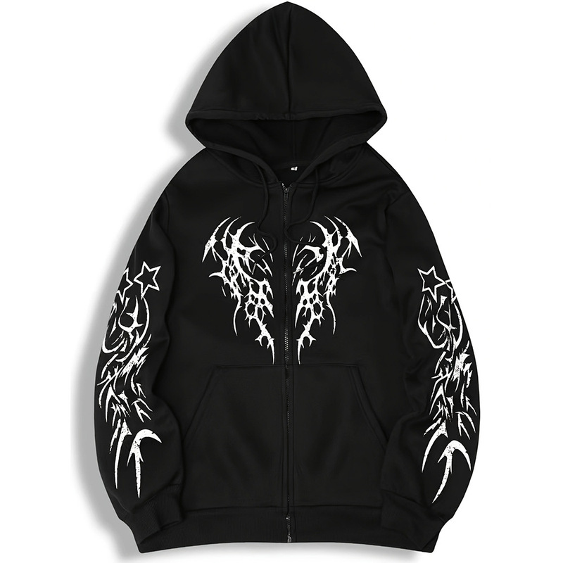 Dark Zipper Cardigan Hooded Sweatshirt for Men, Spring and Autumn New Cross-Border Niche Harajuku Sports Hoodie, Couple's Top