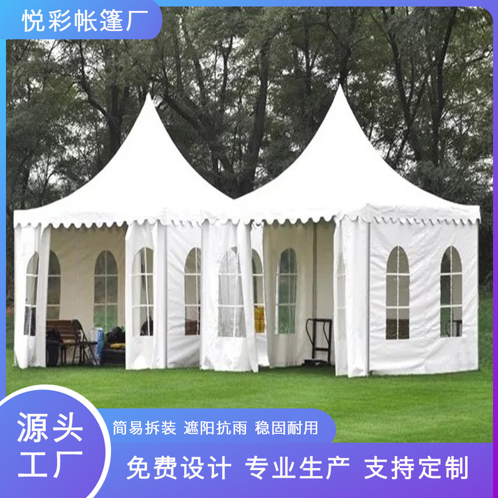 户外6x6M尖顶篷帐篷欧式大型活动婚礼白色帐篷铝合金展会帐篷篷房
