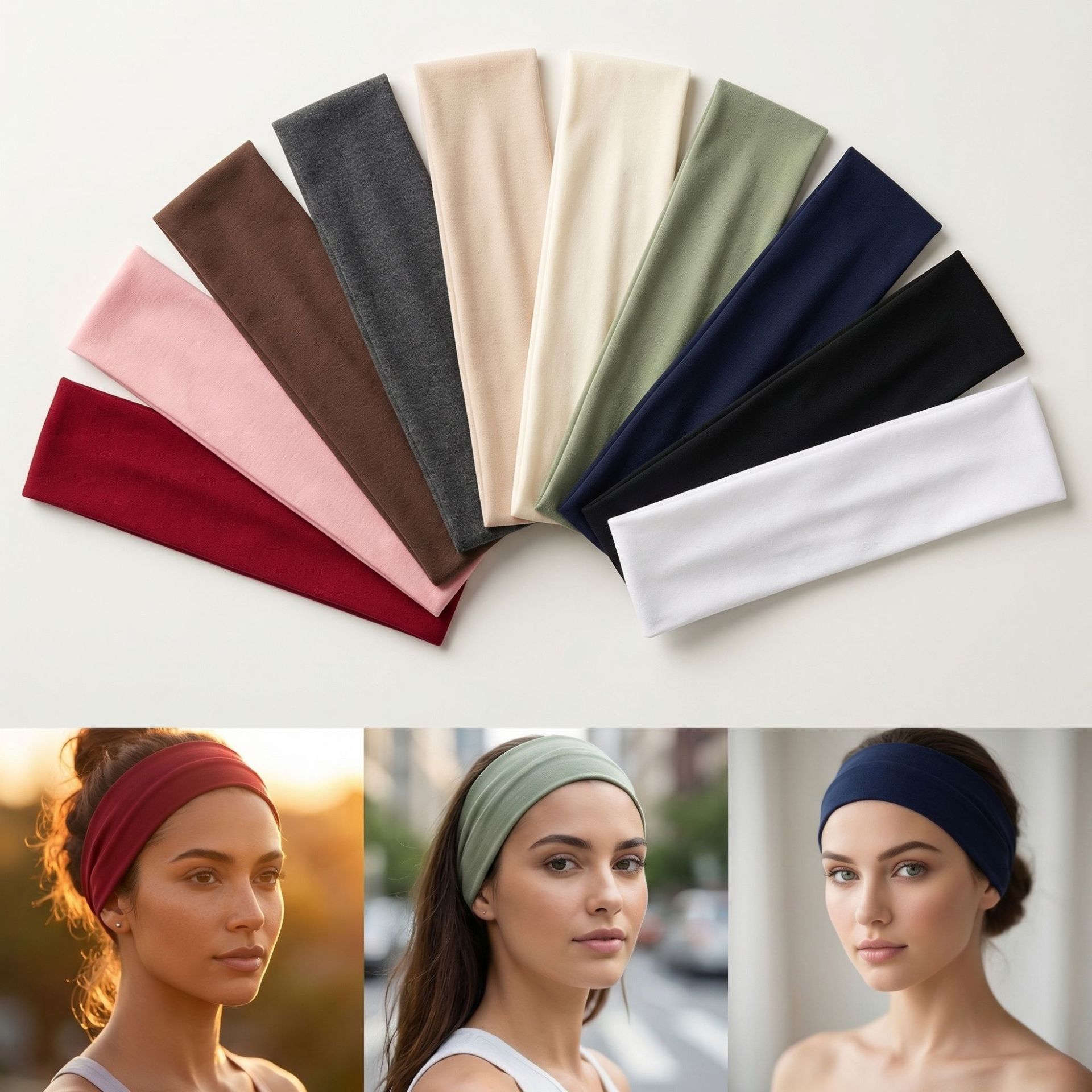 Cinta Deportiva para Cabello de Algodón Absorbente y Elástica para Yoga
