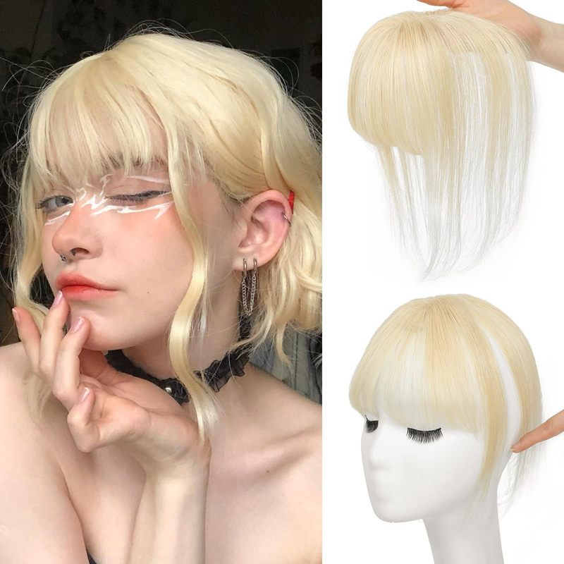 3D wig piece bangs hand-woven neat bangs female horoscope 10inc real person hair elegant bangs t-shaped golden wig piece