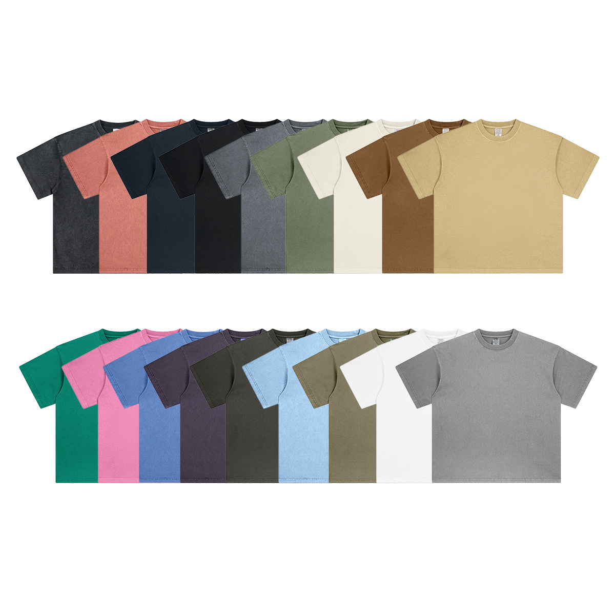 Adolescente suelta europea y americana 260g color sólido viejo hombre T calle color sólido suelta algodón camiseta manga corta hombres y mujeres