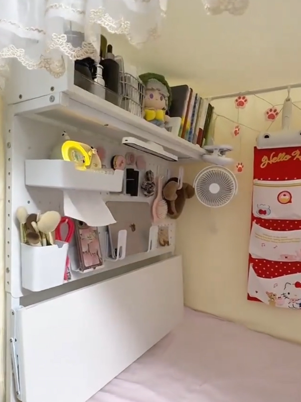 ♔ Pegboard Bed Folding Dormitory Computer Desk Storage Rack Suspended Multifunctional Study Desk Bedside End-Of-Bed Table