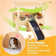 木制豚鼠藏身处可拆卸豚鼠躲避屋木制小型动物栖息地木制仓鼠城堡