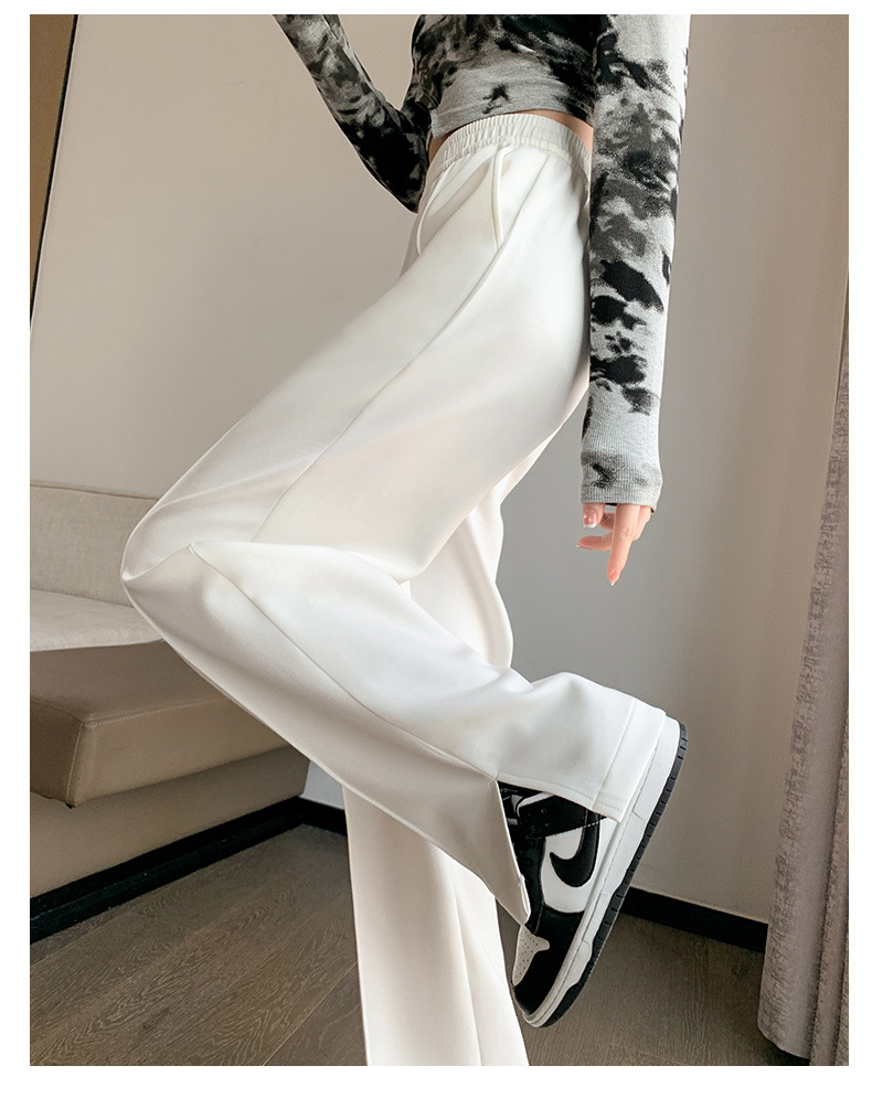 Slit narrow air cotton wide-leg pants for women, 2023 new high-waisted drape floor-length pants, slimming straight casual pants pic 13