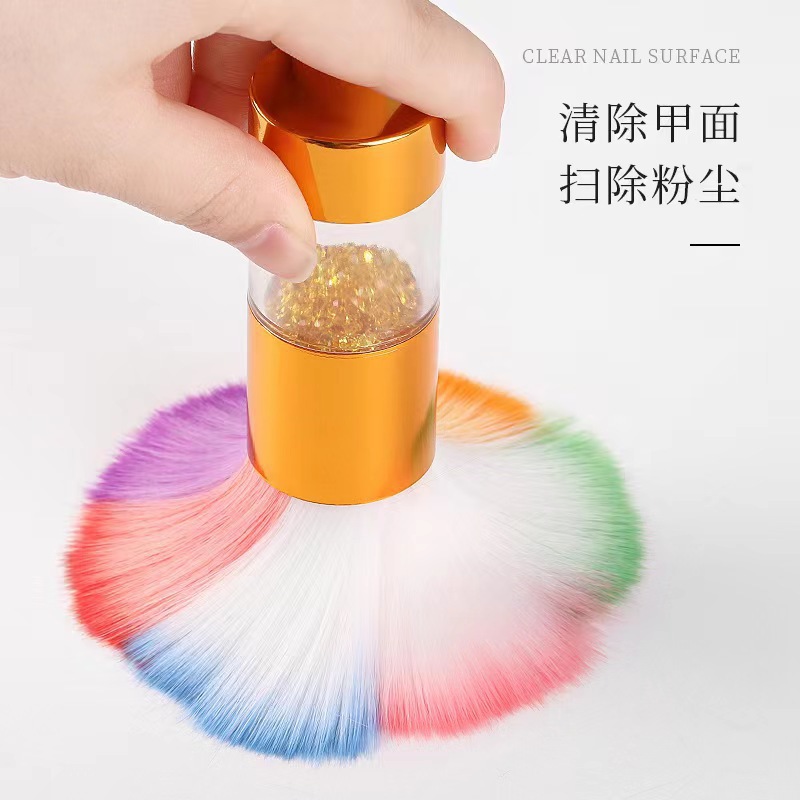 Colorido cepillo de polvo de manicuras con pétalos de perforación cepillo de blush cepillo de color arco iris cepillo de maquillaje cepillo de limpieza