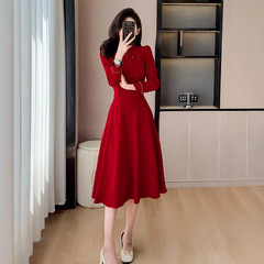 新中式酒红色新娘敬酒服轻奢小众气质结婚回门便装订婚礼服连衣裙