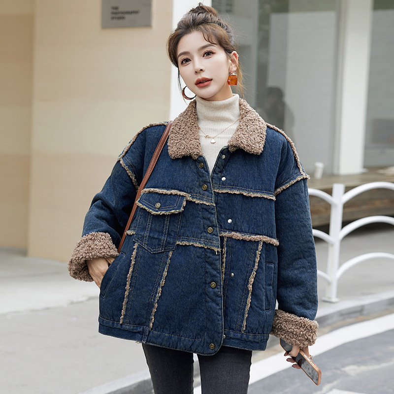 Giacca da donna per autunno e inverno piccola più velluto nuovo grasso mm grande taglia per coprire la pancia e farti sembrare sottile cappotto di lana di agnello_voghion.com