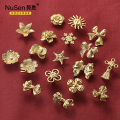 Creative French-style brass handle wardrobe shoe cabinet drawer European small flower butterfly knot single-hole star handle