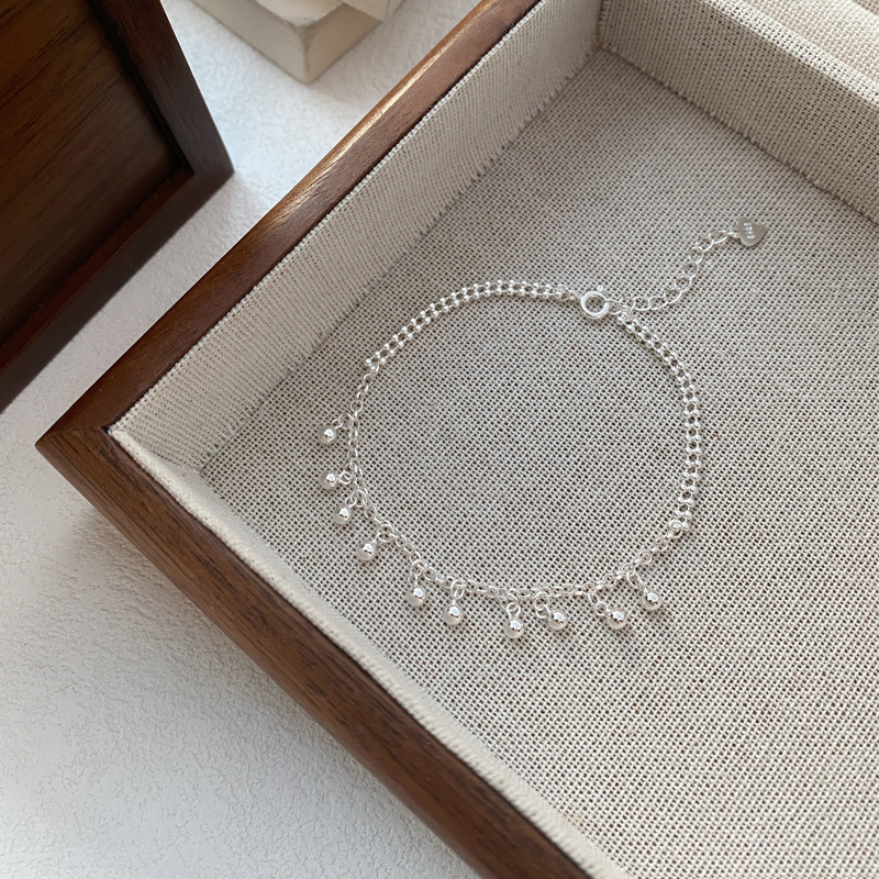 S925 Sterling Silver Tassel Round Bead Bracelet Women's Simple Niche Design Bean Small Silver Ball Bracelet Elegant All-match Bracelet