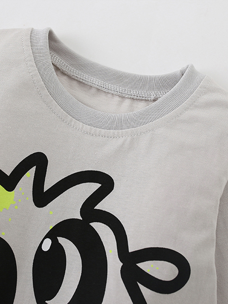 Camisa de cuello redondo para niños malwee transfronteriza otoño e invierno nueva camiseta europea y americana para niños pequeños y medianos