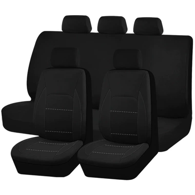 Cross-border Hot Waist Line Four Seasons Universal Five-seater Car Fabric Seat Cover (Universal seat cover) - black-5-9-piece-set