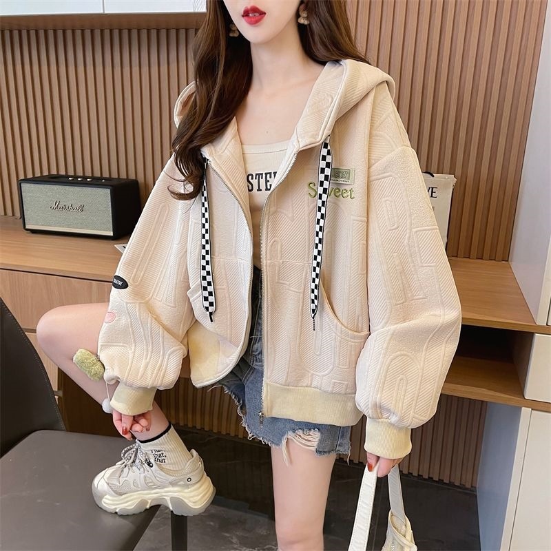 Women's 2026 New Style Hooded Jacket for Spring and Autumn, Loose Fit, Unique Design, Stylish, Versatile, Slimming, Trendy Sweatshirt