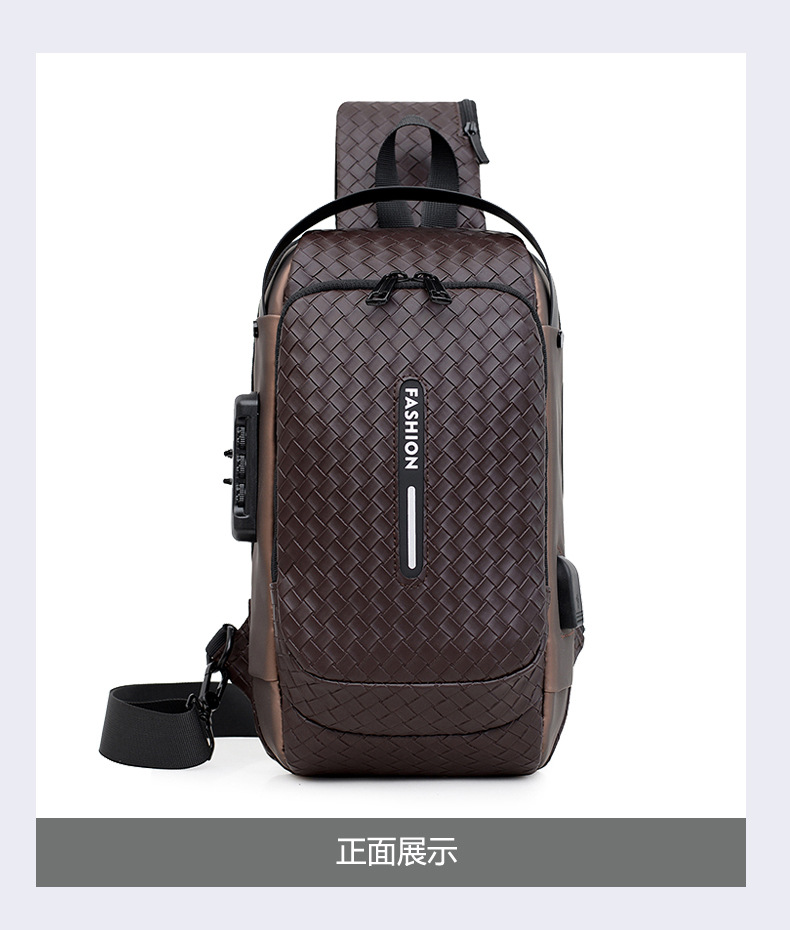 Cross-border men's chest bag, anti-theft password lock, single-shoulder bag, casual and simple crossbody bag, water-resistant outdoor storage chest bag undefined