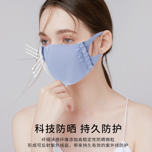 Summer thin ice silk three-dimensional fabric sunscreen for women, breathable, Japanese cold-sensing fungus