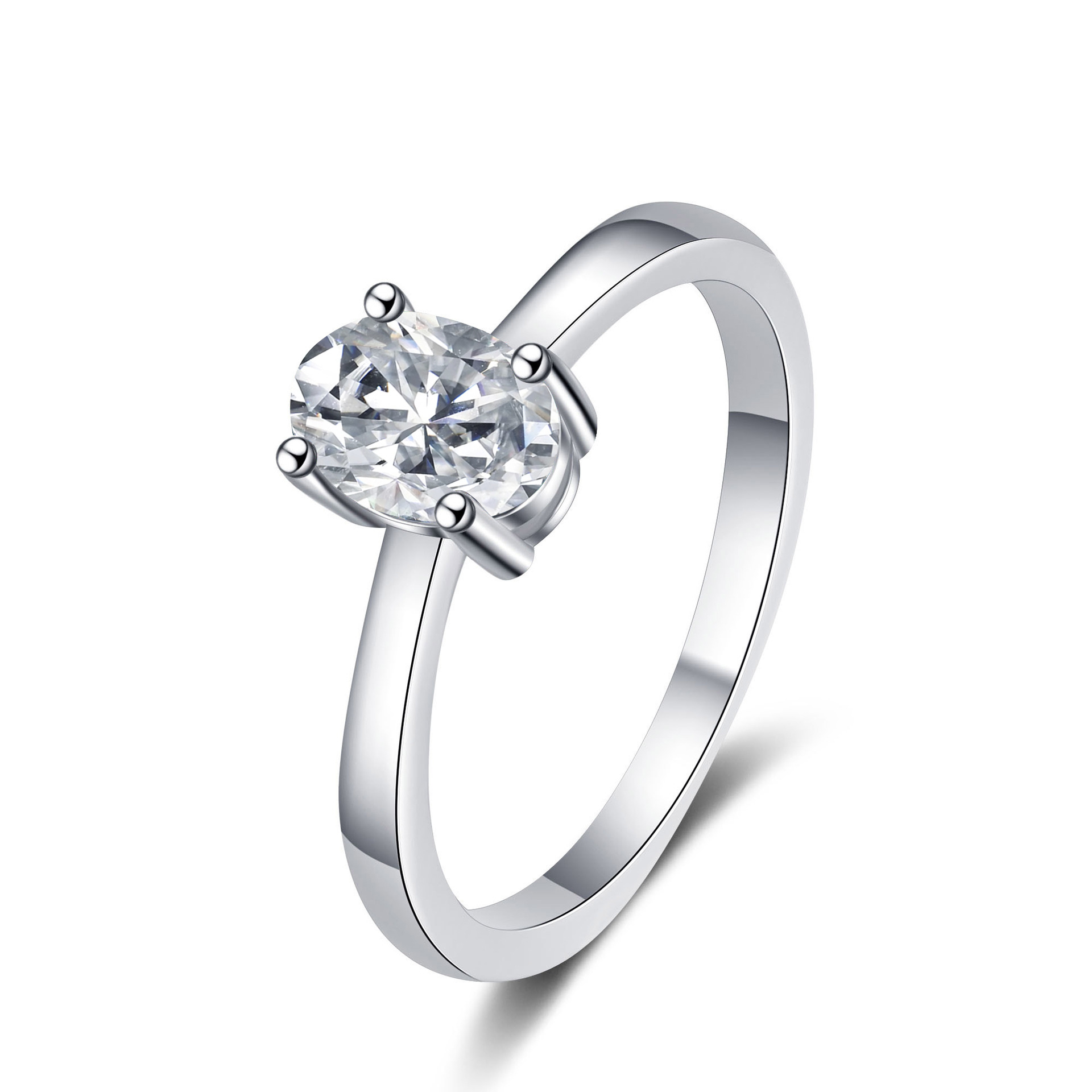 925 anillo de plata esterlina hembra huevo de paloma de piedra de moissanita exquisita anillo de cuatro patas chapado pt950 oro fábrica al por mayor en stock