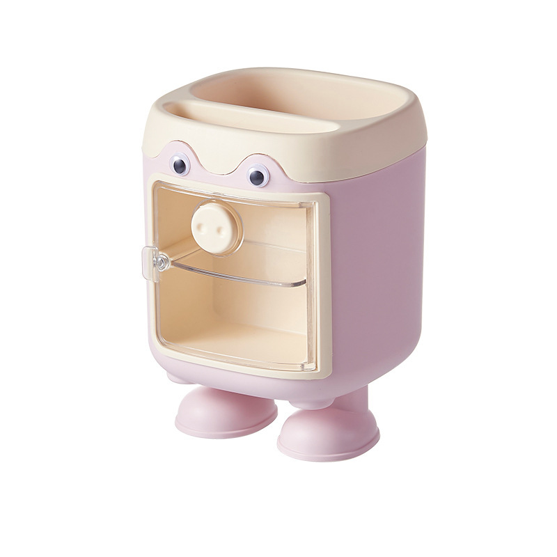 Bolígrafo multifuncional de dibujos animados, bolígrafo de cerdito lindo, bolígrafo de gran capacidad con celosía, caja de almacenamiento de papelería estudiantil encantadora