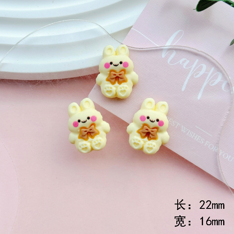 Curry esmerilado oso conejo resina diy accesorios joyería caja de teléfono móvil agujero zapatos agujero parches clip para el pelo material de joyería para el pelo