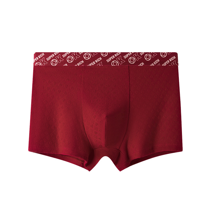 Pantalones íntimas de algodón rojo personalizadas, este año de vida, 2025 regalo de Año Nuevo Jacquard, pantalones cortos transpirables para hombres