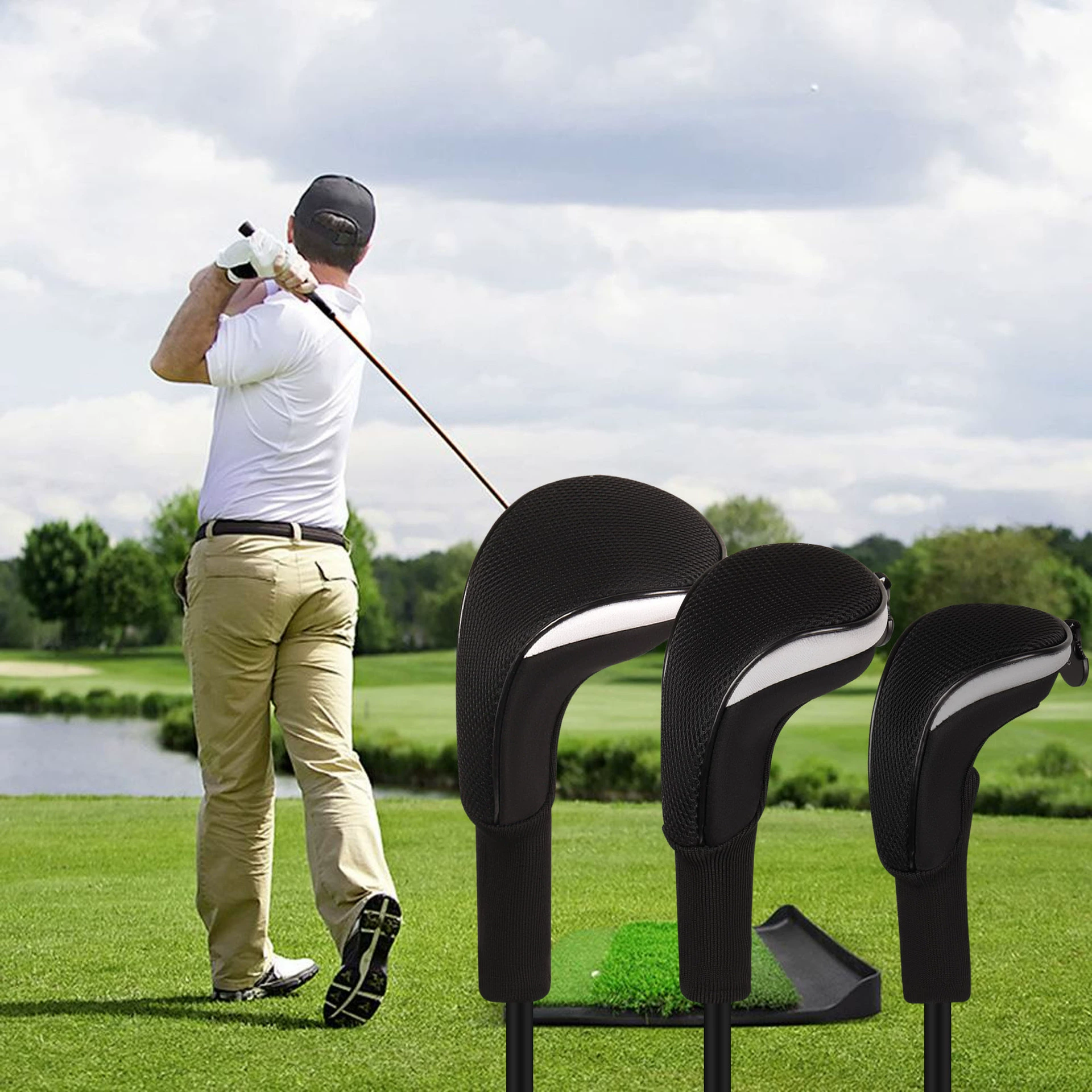 Polyurethane golf clubs, set, protective case, 4 pieces