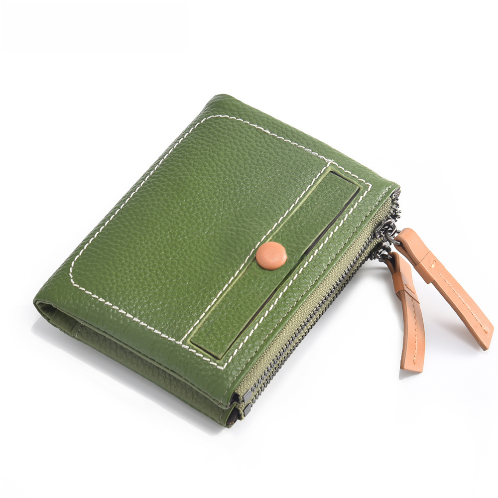 Short women's wallet Korean style fashionable double zipper slim wallet soft leather multi-card holder women's money clip foreign trade