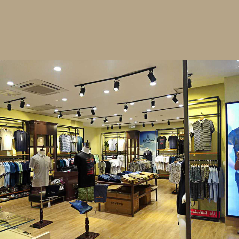 Tienda de ropa estante de exhibición tipo colgante de suelo de acero inoxidable pintado simple percha de ropa de hombre y mujer estante de exhibición de ropa