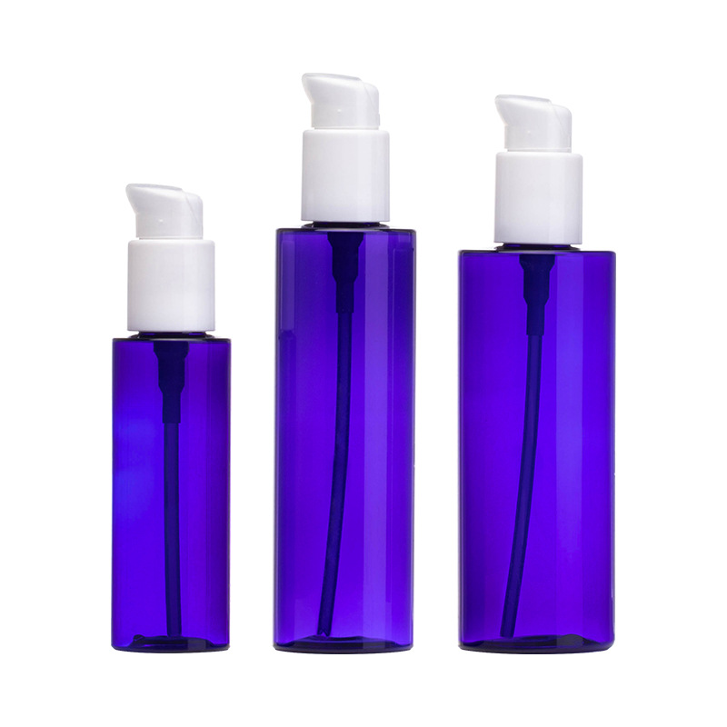 250ML botella de loción en stock 100mL blanco cabeza oblicua botella de mercurio azul hombro plano sub-botella zixumin material de embalaje