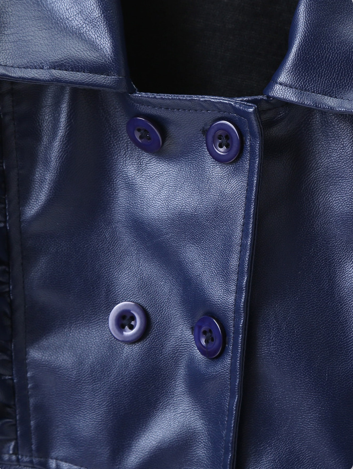 Mädchen Kunstleder Kleid Mit Rüschensaum Im Punk Stil Für Schule_voghion.com