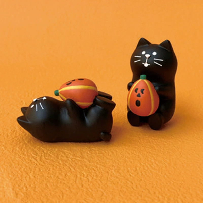 日式猫 ZAKKA Halloween Series Japanese Photo Props Miniature Resin Birthday Gift INS Cat Ornaments
