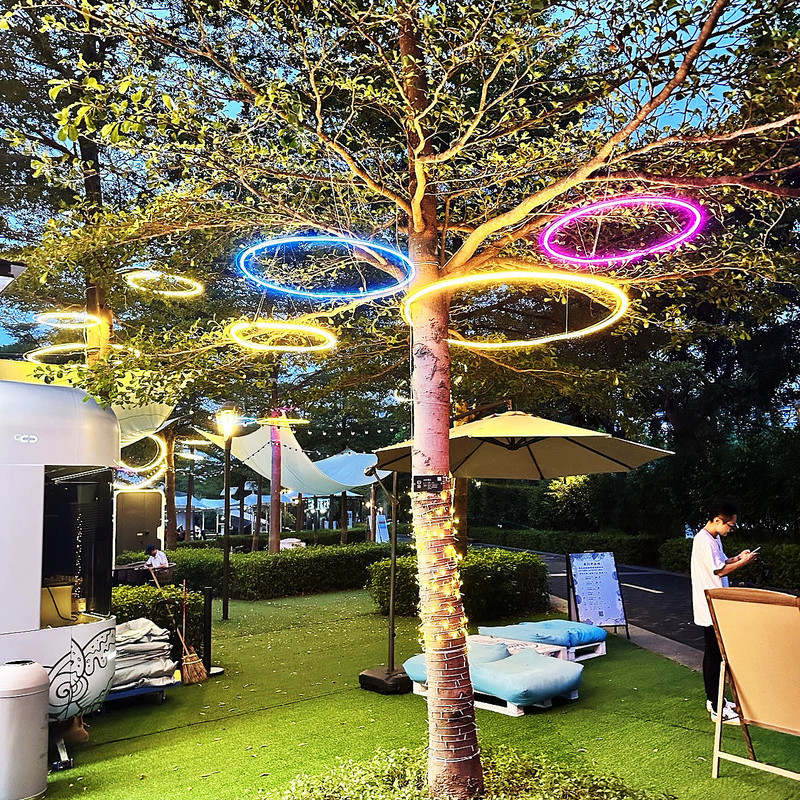 Led luminous ring tree decorative lights hanging on the tree lights circle lights outdoor tree lighting lights engineering waterproof
