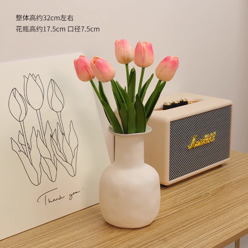 핑크 그라데이션 5개 + 크림색 꽃병