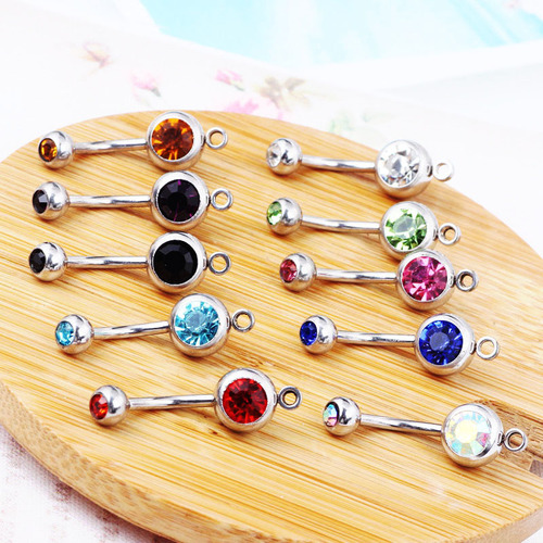 Amazon ebay double diamond simple navel ring navel ring navel button accessory piercing body jewelry