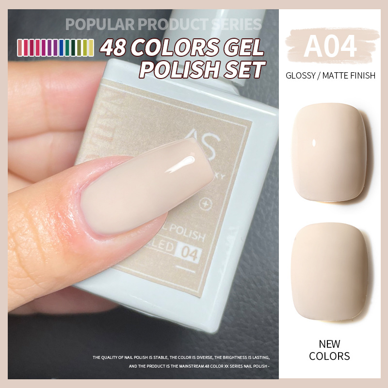 Una botella de pegamento de esmalte de uñas de un color 2022 nuevo verano popular 48-color Pequeño conjunto para el salón de uñas traje completo