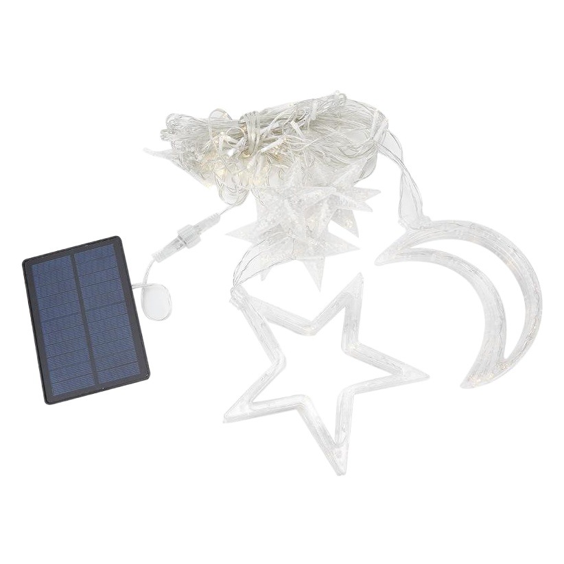 Cortina Solar de estrella y luna, cadena de luces led para exteriores, linterna de estrellas, luz decorativa para jardín, vacaciones de Navidad, superbrillante